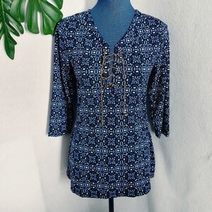 Lavanya Gold Chain Tie Front Blouse Top